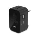 GM 3064 Universal Travel Adaptor|LED Indicator|Multi plug Connetion|Type C|Type A|Compact and Light Weight Universal Adaptor - Black...