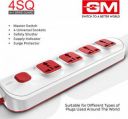 GM 3252 4 SQ 4+1 Spike Guard with Surge Protector. 4 Socket Extension Boards  (White, Red, 2 m)...