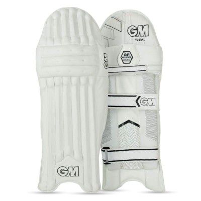 GM 505 Cricket Batting Legguard Mens Leather Right - Color May Vary (White)