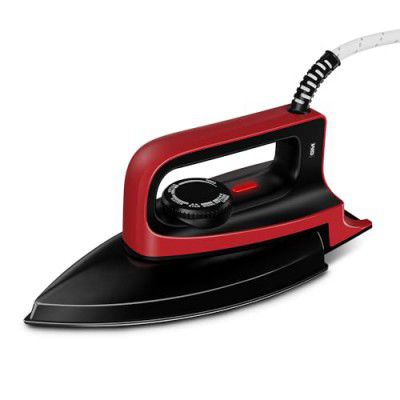 GM Alpha 1000 Watt Dry Iron for Wrinkle-Free Ironing With Dual Layer German Technology Non-Stick Coating - Red