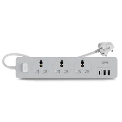 GM Cuba 3341 Extension Board with USB Port Type A & C | 2500 Watt Switch Board Surge Protector