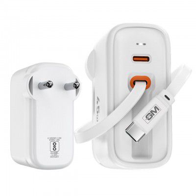 GM G+ 45W Type C All in One Travel Adapter with 70 CM Retractable Cable