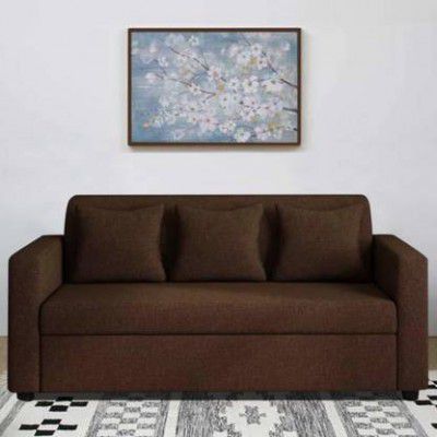 gnanitha Fabric 3 Seater Sofa  (Finish Color - BROWN, Pre-assembled)