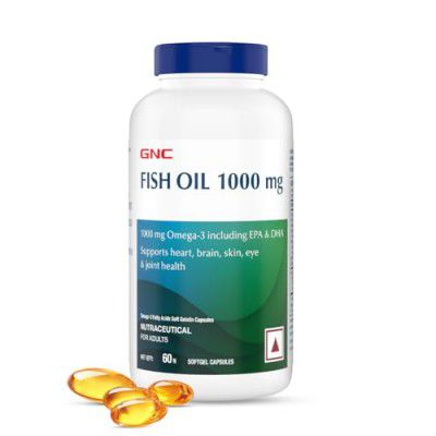 GNC 1000 Mg Omega 3 Fish Oil for Men & Women | 60 Softgels | Omega 3 with 180 mg EPA & 120 mg DHA | Promotes Joint Health | Improves Focus & Memory | Protects Vision | Supports Healthy Cholesterol | F