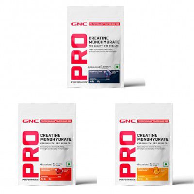 GNC Creatine Power Strength Stack | Blueberry + Cranberry + Orange Creatine Trial Combo | Strength, Hydration & Workout Performance Pack
