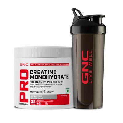 GNC Pro Performance Creatine Monohydrate with Black shaker - 3000mg Creatine Per Scoop 