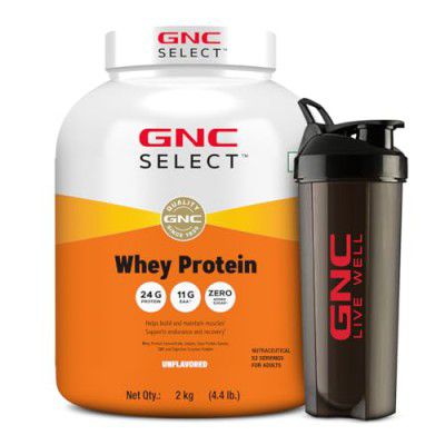 GNC Whey Protein Blend With Free Shaker | 4.4 LBS (2KG) | Unflavoured|24 Gm Protein