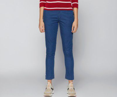 GO COLORS Denim Pencil Pant for Women 
