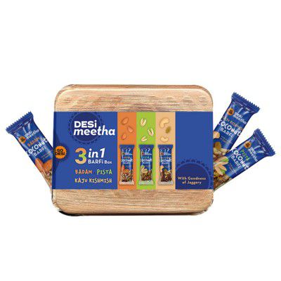 GO DESi 3 in 1 Barfi Meetha Box | DESi Meetha | Sweets Gift | Sweets Indian Mithai | 100% Natural