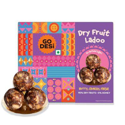 GO DESi - Dry Fruit Ladoo | Made with 95% Dry Fruits & 5% Honey | 200 grams