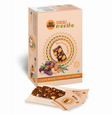 GO DESi Dry Fruits Barfi | 20 Individually Wrapped Barfis | Indian Sweets Gift Pack | Dates Bar | Anjeer | Khajoor | Nuts | Sweets Indian Mithai