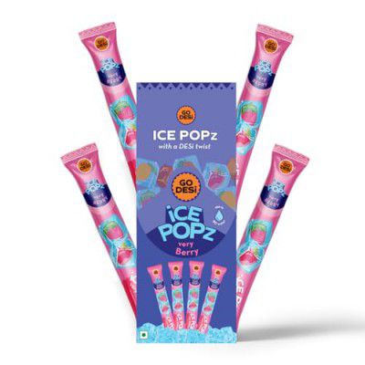 GO DESi Ice Popz, Very Berry, Pack of 12 x 70 ml each, Fruit Ice Popsicles, Ice Pops