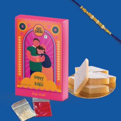 GO DESi Kaju Katli 100 grams and Rakhi Combo 