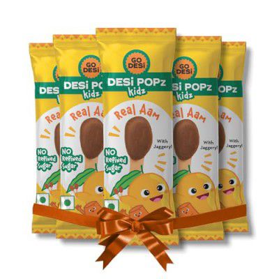 Go Desi Popz Real Aam | 60 pieces | Aam Candy | Lollipop | Desi Popz | No Refined Sugar | 480g