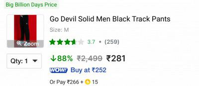 Go Devil Men Solid Black Track Pants