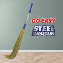 Go Easy Steel Broom with Anti-Rust Metal Handle | 90% Dust-Free Natural Grass Broom...