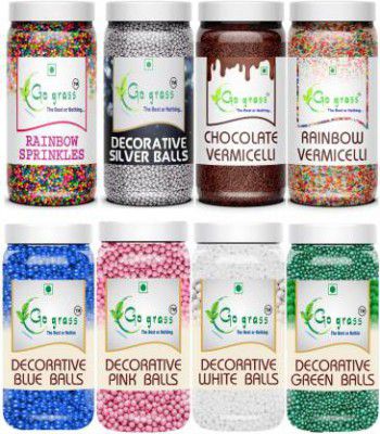 GO GRASS Cake Decorating Set ,Variety of Cake Sprinkles for Cupcakes & More / EACH 80GRAM Sprinkles  (640 g, Pack of 8)