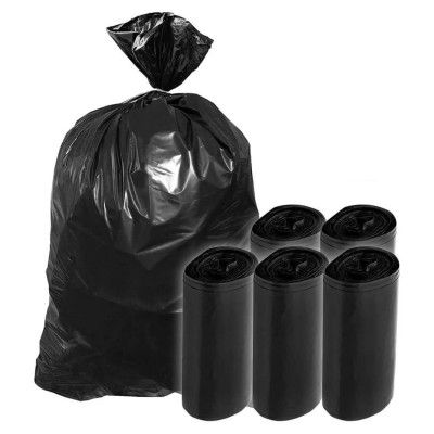Go Green Medium Garbage Bag 19 Inch X 22 Inch (Black Colour 1 Set 30 Pices) Total 5 Sets