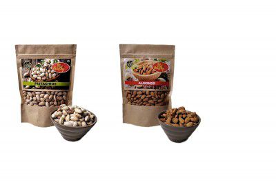 go Healthy 100% Natural Almonds, Raw Almonds, Badam (250gm) With Pistachios(250gm)