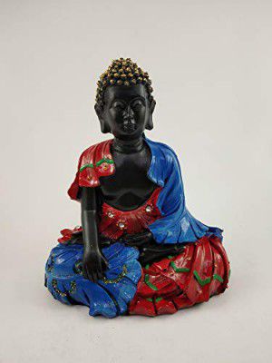 Go Hooked Buddha Idol Statue | Sitting Buddha Figurine | Decorative Item | ?17 x 9.5 x 14 Centimeters | 240 Grams | Polyresin | Multicolor