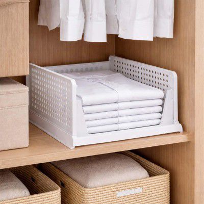Go Hooked Foldable Wardrobe Organizer with Drawer Style Pull Out Design | Large (44x34x19 cm) Shelf Storage Box 