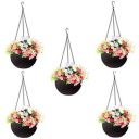 Go Hooked Hanging Pot | Plastic | Hanging Pot | Dark Brown | Pot Diameter-7.1 Inch | Pot Height-4.8 Inch | Pot Thickness-3 mm | Chain Length-13 inch Approx., | 5 Pieces | 5PCS...
