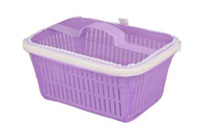 Go Hooked Multipurpose Plastic Storage/Gift Basket With Net Cover | Stylish Basket With Zip Net Cover Pack Of 1 (Purple).