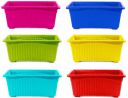 Go Hooked Planters | Multicolor | Rectangular | Plastic Pots for Plants | Set of 6 | 35 x 18.5 x 15 cm...