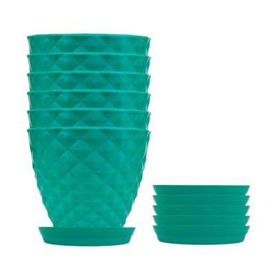 Go Hooked Plastic Round Flower Pots for Home Planters, Terrace, Garden Etc | Pack of 06 | Olive Green | Suitable for Home Indoor & Outdoor Gardening Plants (Kohinoor)