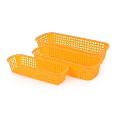 Go Hooked Rectangular Plastic Drawer Organizer (Set of 3) – Multipurpose Storage Basket - Durable & Compact (Yellow)
