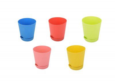 Go Hooked Self Watering Pots Planter for Plants - 4 Inch, Round, Set of 5