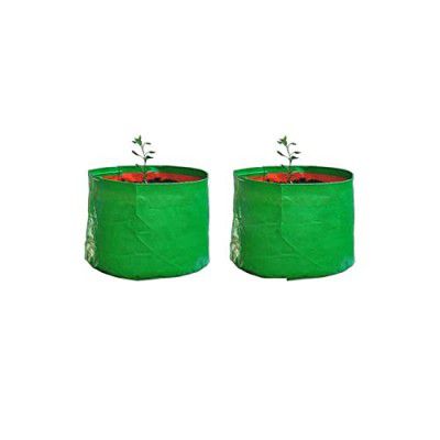 Go Hooked Terrace Gardening Leafy Vegetable Green with Orange UV Treated Grow Bags | 9" X 9" | Pack of 2 | Roof Top Balcony Gardening | High Density Polyethylene