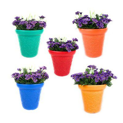 Go Hooked Unbreakable Garden Planter, Beautiful & Perfect Plastic Flower Pots (Set of 5)(Multicolor)