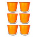 Go HookedPlastic Duro Flower Pot for Gardening, Indoor/Outdoor Planter-Orange (8 Inch)(Pack of 6 with Tray)...
