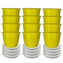 Go HookedPlastic Duro Flower Pot for Gardening, Indoor/Outdoor Planter-Yellow (8 Inch)(Pack of 12 with Tray)...