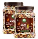 Go Vegan Nutmix 1Kg, Dried Almonds, Black Raisins, Cashewnuts, Cranberries, Black Dates & seeds Many More Pack of 2 (500g Each Jar) 500gm x 2=1kg...