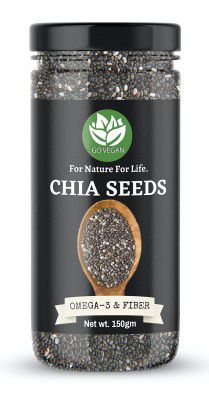 Go Vegan Raw Chia Seeds - 150g | Rich in Omega 3 for Weight Loss management [Jar Pack]