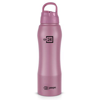 Go24 pexpo Belly ISI Certified Stainless Steel Water Bottle - 750ml, with Straw Lid Sipper Cap