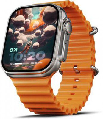 GOBOULT Crown 1.95' Screen, BT Calling Smartwatch (Orange Strap, Free Size)