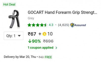 GOCART Hand Forearm Grip Strengthener 10-40KG Exerciser Hand Grip/Fitness Grip  (Grey)