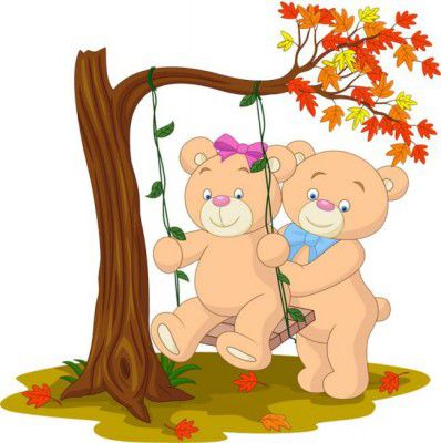 god & gods Two bears on the swing 571 Medium Self Adhesive Sticker (Pack of 1)