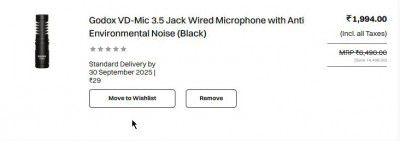 Godox VD-Mic 3.5 Jack Wired Microphone with Anti Environmental Noise (Black)
