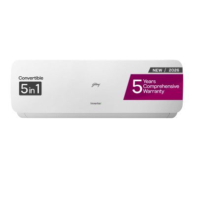 Godrej 1.5 Ton 3 Star, 5 Years Comprehensive Warranty,AI Powered, 5 in1 Convertible Cooling, Inverter Split AC (AC 1.5T SIC 18NTC3 WZE 3S)