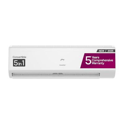 [Extra Rs 4000 Off | 2025 Model] Godrej 1.5 Ton 5 Star, 5 Years Comprehensive Warranty, 5-In-1 Convertible Cooling, Inverter Split AC (Copper, 2025 Model, Heavy duty cooling at 52 °C, AC 1.5T EI 18II5