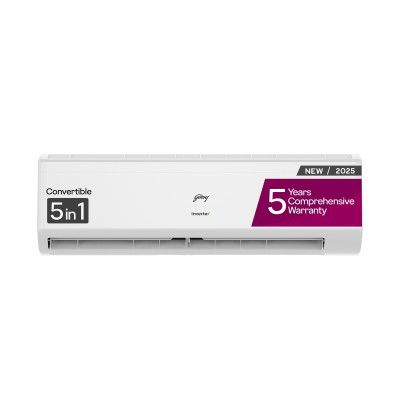 Godrej 2 Ton 3 Star, 5 Years Comprehensive Warranty, 5-In-1 Convertible Cooling, Inverter Split AC (AC 2T EI 24I3T WZR, White)