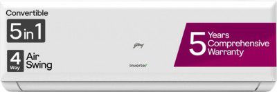 Godrej 5-In-1 Convertible 1.5 Ton 4 Star Split Inverter | at Extreme Temperature AC - White (EI 18PINV4R32 WYP)