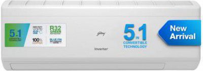 Godrej 5-In-1 Convertible 2024 Model 1.5 Ton 5 Star Split Inverter With Heavy Duty Cooling at Extreme Temperature AC - White  (EI 18IINV5R32 WYS, Copper Condenser)