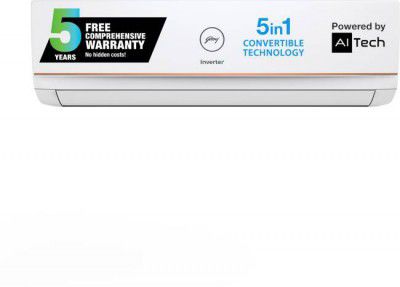[Extra Rs 3000 Off] Godrej 5-in-1 Convertible Cooling 1.5 Ton 3 Star AC - White, Gold  (AC 1.5T EI 18TINV3R32-GWA/AC 1.5T EI 18TINV3R32-GWB, Copper Condenser)