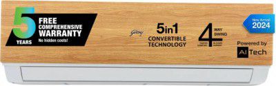 [Extra Rs 2500 Off] Godrej 5-In-1 Convertible Cooling Wood Finish 1.5 Ton 3 Star Split Inverter AC - Cypress  (SIC 18VTC3 WYB CYP, Copper Condenser)