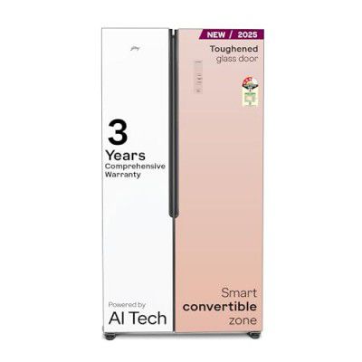 Godrej 600 L Frost Free Smart convertible Zones with Digital Touch Panel, Frost Free Inverter Side By Side Refrigerator(2025 Model, RS EONVELVET 600C RIT BK GL, Rose Glass)